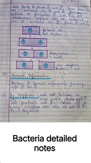 Bacteria 🦠 detailed notes hindi+english #biology #bacteria #notes #exam #shorts