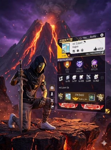 Free Fire Master Rank 🔥 HS LIGHT 26 | Epic 8K Cinematic Poster 🗡️