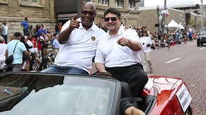 Charles Haley Rides Through Canton in HOF Parade