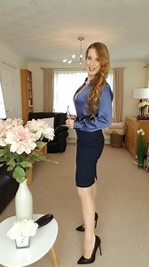 Office wear and fully fashioned stockings and high heels | Sharon Janney Model