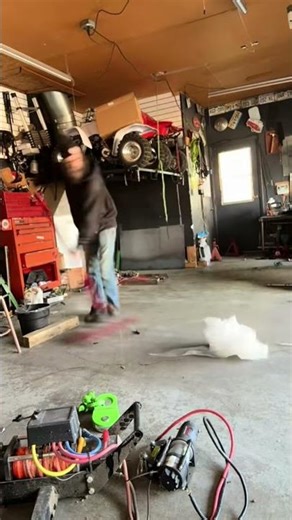 Getting an atv off the storage lift. Easy but stuff clutters up quickly