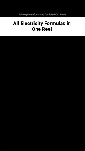 Formula Guide for Students on Instagram: "Electricity becomes easy when formulas are at your fingertips. Save this reel for last-minute revision ⚡📘 #electricity #physicsformulas #ohmslaw #studygram #students #brainfuelnotes #examprep #physicsrevision"