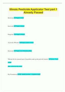 Illinois Pesticide Applicator Test part 1 Already Passed122