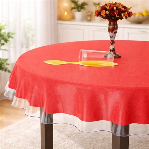 70 Inch Round Clear Vinyl Tablecloth Protector, Waterproof Wipe Clean Cover - Etsy