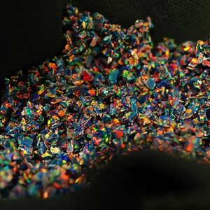 Black Crushed Opal with Rainbow Fire - Lab-Created Inlay Material for Jewelry Making, Resin Art, and Woodworking