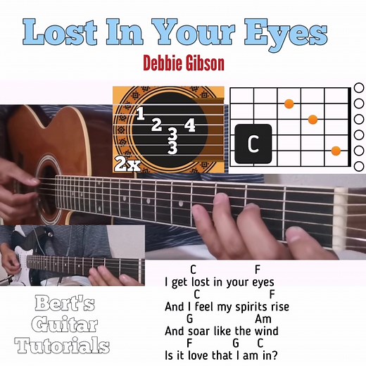 Lost In Your Eyes - Debbie Gibson guitar chords w/ lyrics & plucking tutorial | Bert's Guitar Tutorials