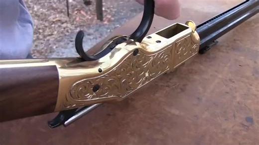 镀金的亨利杠杆步枪，hickok45老爷子精准射击