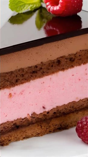 Chocolate and Raspberry Layer Cake (Entremet Style) ⭐ #Chocolate #Raspberry #LayerCake