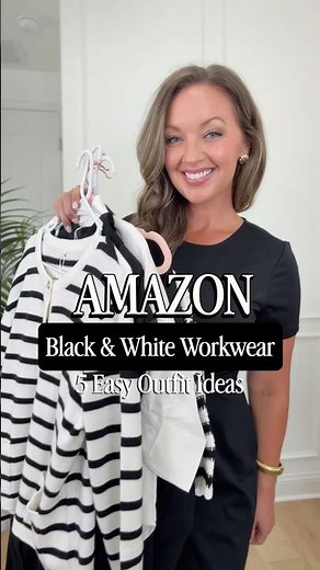 Shop 🔗 in bio! Amazon Workwear Outfits: Black & White Edition #amazonfashion #workfashion