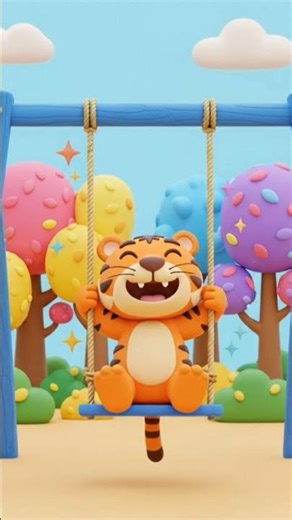 Tiger on Swing #DreamScreenAI#viral#cartoon#tiger