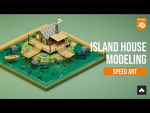 Low poly world 3D Modelling blender | Island House | Speed Art #lowpolyart #blender3d