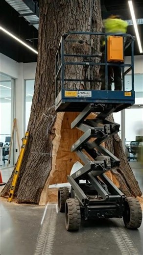 Tree Trunk Office Workspace Design | Creative Wooden Workstation Inside Tree#shorts