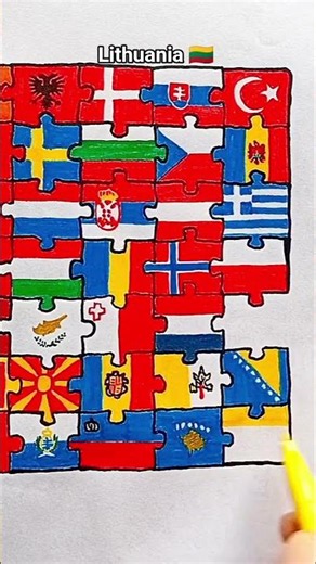 Draw Flag Map of Lithuania 🇱🇹 #lithuania