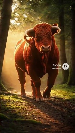 Huge Big Red Cow in the Wild 🌿🐄 | Majestic Wildlife Journey 🌅 | Real Animal Sounds #shorts”#animals