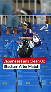 5.4K views · 98 reactions | Japan showing the world how it's done  Japan supporters shocked Qatar by cleaning up rubbish in a World Cup stadium for a match in which their country did not even play. Fans wearing their country colors stayed behind to pick up bottles and food wrappers left in the stands after the tournament's opening match between the host nation and Ecuador. #japan #worldcup #qatar2022 | 89.7 Bay | Facebook