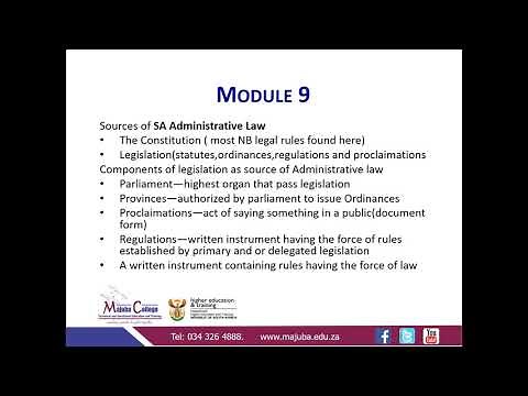 Public Law N6 (Sources of Administrative Law - Module 9) - Mr. H. B. Dlamini