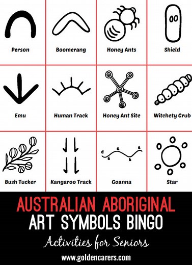 Australian Aboriginal Art Symbols Bingo