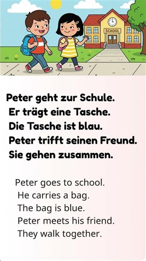 German A1 Story: Going to School | Learn German with Easy Stories #learngerman #germanforbeginners