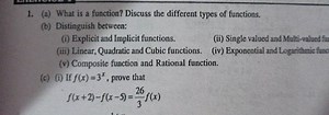 (a) What is a function? Discuss the different types of function... | Filo