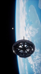 futuristic Space satellite orbiting the earth