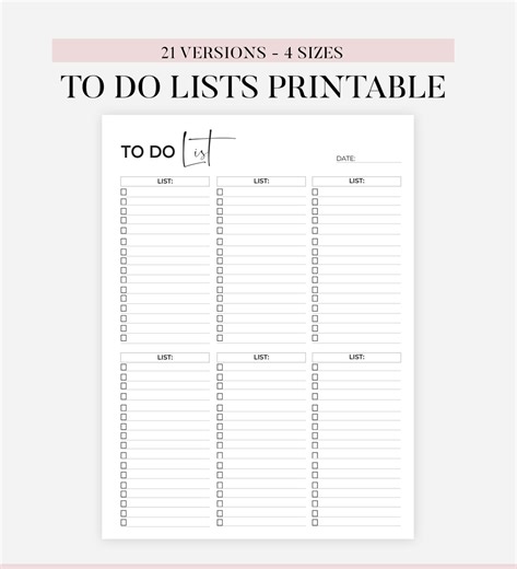 To Do List Printable, Task List Pdf, Simple Checklist Template, Blank Checklist Template Printable, A4/a5/letter/half, Instant Download PDF - Etsy