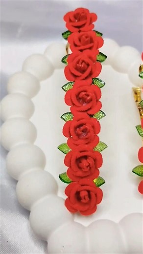 Velvet Rose with Mini Leaf Beads😍🌹🍃Hair Center Barrette Clip Making Tutorial #shorts #rose #hairclip