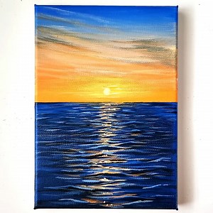 32K views · 1.1K reactions | Sunset on the Ocean Acrylic Painting #art #artist #artwork #acrylic #painting #eldrawingarts #paintingartwork #acrylicpainting #sunsetpainting | El Drawing Arts | Facebook