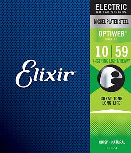 Elixir Optiweb Coated Nickel Plated Electric 7-String Guitar Strings 19074 Light/Heavy 7-String 10-59