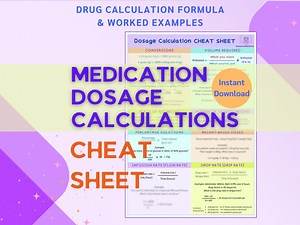 Dosage Calculation Formula Cheat Sheet | Drug Calculations for Nursing Student | Nursing Notes | Pharmacology Calculation | Digital Download - Etsy Australia