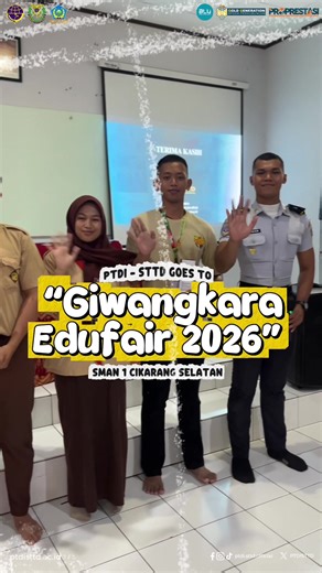 Hallo #SobatSTTD Politeknik Transportasi Darat Indonesia–STTD berkesempatan hadir dan berpartisipasi dalam Giwangkara Edufair 2026 yang diselenggarakan di Kampus SMAN 1 Cikarang Selatan. Bersama Kak Lintang dan Kak Akbar, kami sharing dan kenalan lebih dekat seputar PTDI–STTD, dunia transportasi darat, kehidupan kampus, serta peluang kuliah dan karier ke depannya. 🚦🎓 Terima kasih atas antusiasme dan keseruannya, sampai jumpa di kesempatan berikutnya! ✨ @Kementerian Perhubungan RI @BPSDM Perhub