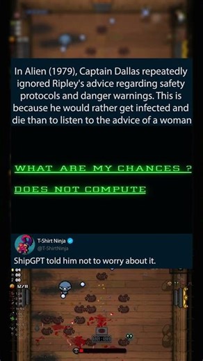 In Alien (1979), Captain Dallas repeatedly ignored Ripley's advice regarding safety protocols