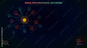 Visualizing the AI drug discovery process, a dynamic knowledge graph evolves, revealing complex connections for multi-indication drug repurposing and potential new therapeutic insights.