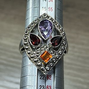 Nicky Butler Sterling Silver Amethyst Garnet Topaz Multi Gemstone Openwork Ring