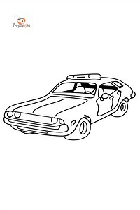 Coloring Page - A Red and White Police Car - Print (A4)