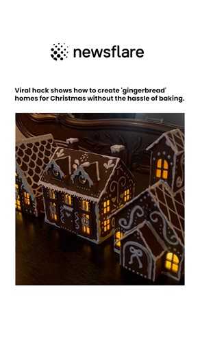 Newsflare on Instagram: "This viral hack shows how to create "gingerbread" decorations for Christmas without the hassle of baking. "This video shows the entire process for making a dupe for the viral Pottery Barn gingerbread houses. All supplies were purchased at Michaels! The messier it is, the more “real” it looks, so it’s perfect for adults AND kids to try out," said the filmer. 🤩🎄 Got a great video like this? Turn your content to cash! Link in Bio⬆ #christmastime #christmas2025 #christmasm