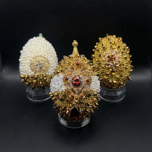 Set of Three Golden Jeweled Eggs Sofreh Aghd, Persian Wedding, or Easter Decor - Etsy