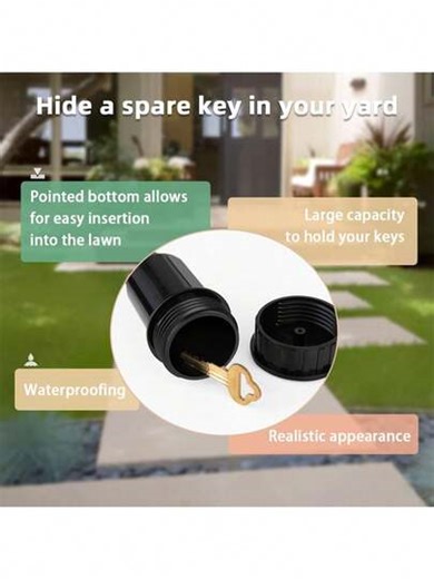 1/2pcs Sprinkler Shaped Key Hiding Box - Realistic Key Hiding Device (Hidden Cone+Lid), Key Anti-Theft Storage Device - Outdoor Garden, Courtyard, Lawn Waterproof Key , Easy To Insert Into Garden Lawn Underground Waterproof And Corrosion-Resistant. Decorative Storage | SHEIN