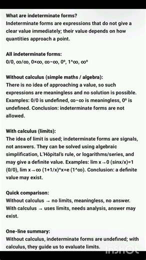 indeterminate forms in calculus and without calculus #maths #mathematics #math #calculus