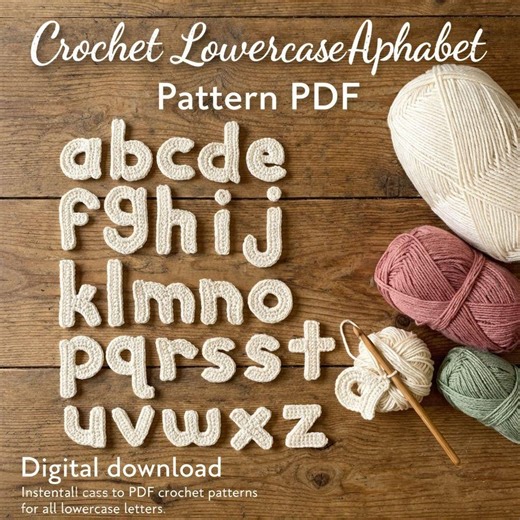 Crochet Lowercase Alphabet Pattern PDF, A-z Letters Crochet Tutorial, Crochet Name Letters, DIY Words Pattern, Baby Name Decor, Easy Crochet - Etsy