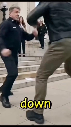Barney Ross delivers some swift justice on the steps! #sylvesterstallone #Expendables #Action