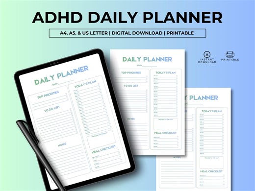 Daily Planner Printable Template, Daily Schedule Printable, To-do-list, Today's Plan, Meal Checklist, Daily Top Priorities, Instant Download - Etsy