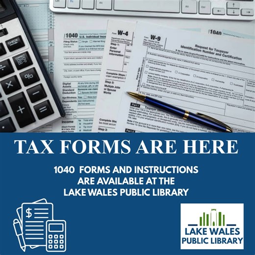 Tax season just waved hello 📄 ✨ Your tax forms are available now at the library. Swing by, grab what you need, and check one thing off your to-do list. | Lake Wales Public Library