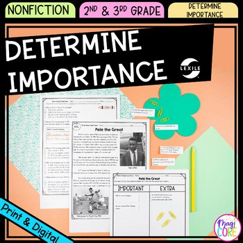 Determine Importance Relevant vs. Irrelevant Details 2nd 3rd Grade Reading Unit