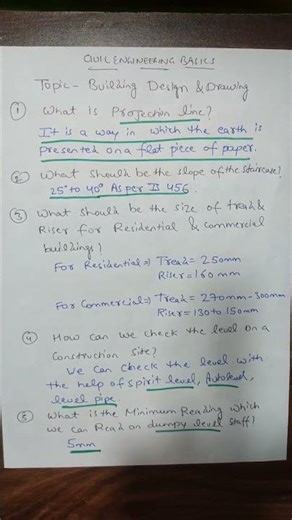 Civil engineering Interview Projection line |Tread Riser|least count|Process #building #construction