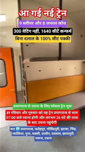प्रयागराज से उधना के लिए स्पेशल ट्रेन शुरू | 1640 सीटें कन्फर्म