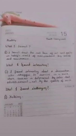 Learner's Diary of class 7|| English Chapter 5 Quality.