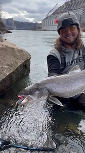 Say something to the camera! 😂 Lake trout fishing the river was a pretty epic experience!! | Addicted Fishing
