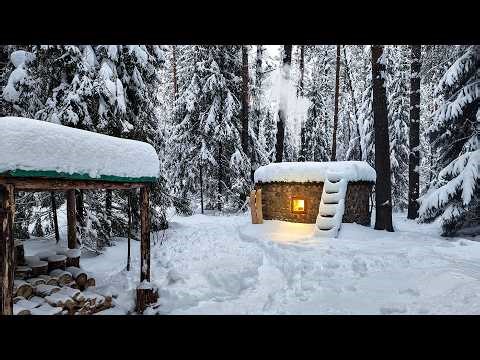 Real Winter Life in My Log Cabins: 7 Days Alone in Extreme Cold