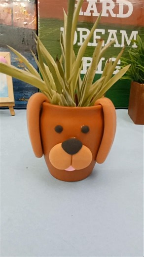 I Turned a Pot into a Cute Puppy 🐶✨ | DIY Clay Art Planter #shorts