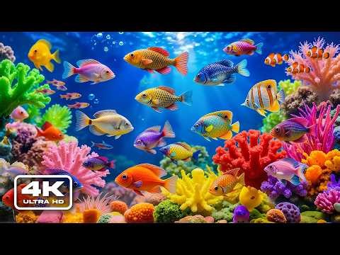 4K Ocean Aquarium – Beautiful Sea Animals & Reef Fish 🐠 Relaxing Ocean Music for Sleep Ambience